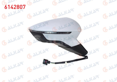 Alkar 6142807 Outer Rear View Mirror Right Electric Primed with Turn Signal 5 Pin Seat Leon (5F1) — Tail, Signal & Reflectors