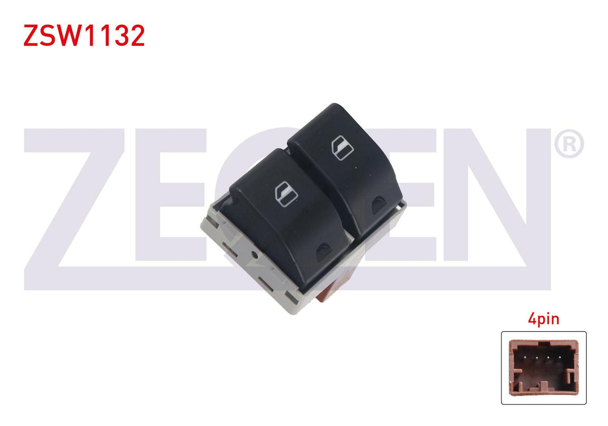 Zegen ZSW1132 Glass Release Switch Twin 4 Pin Polo-Cordoba-Ibiza IV 2001-2012 — Switches & Relays