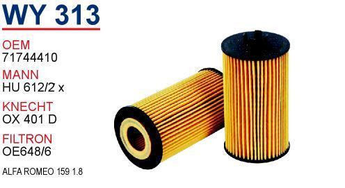 Wunder WY313 Opel Astra H 2007-2013 1.6 Gasoline (XER) Oil Filter — Oil Filters