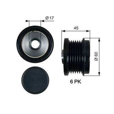 Gates OAP7155 Alternator Pulley Ford Fiesta VI/Focus III/C-Max/Kuga II/Mondeo/S-Max/Transit Connect/Cou — Starting & Charging