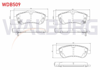 WALBURG WDB509 Brake Pad Front with Wear Indicator Honda Cr-V III 2.0 I-Vtec 2006-2012 / Cr-V III 2.2i CTDi 2006 — Brake Pads