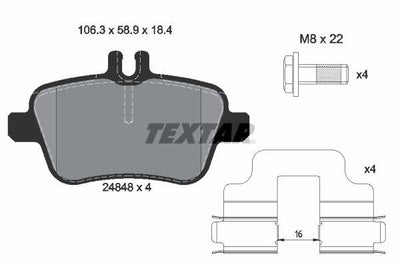 Textar 2484803 Brake Pad Rear 117 / 156 / 176 / 246 Bm 12 — Brake Pads