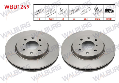 WALBURG WBD1249 Brake Disc Front Air 4 Bjn 255, 8X22x60x40 and 3 more models — Brake Rotors & Drums