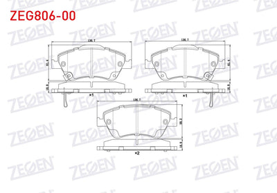 Zegen ZEG806-00 Brake Pad Front with Wear Indicator Toyota Corolla 1.4 D 2007-2012 / Corolla 1.4 D-4D 2007-2012 — Brake Pads