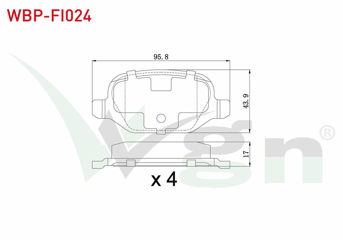 WGN WBP-FI024 Brake Pad Rear Fiat Linea 1.6 Mjt 2007-/ Linea 1.4 T-Jet 2007-/ Alfa Romeo 147 (937) 1.6 2001-2010 — Brake Pads
