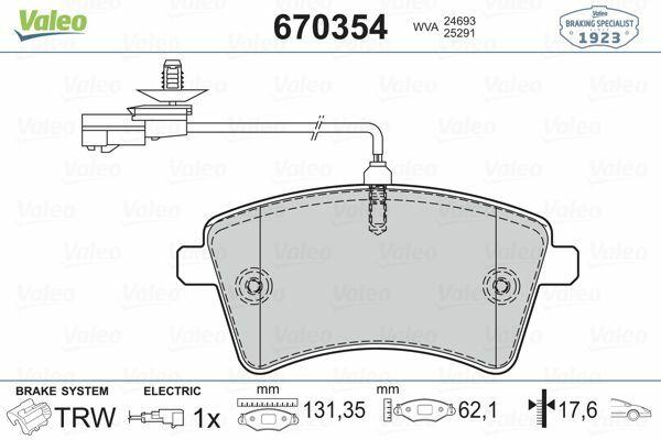 VALEO 670354 Brake Pads - Front Brake Pad Set for 2008 Kangoo