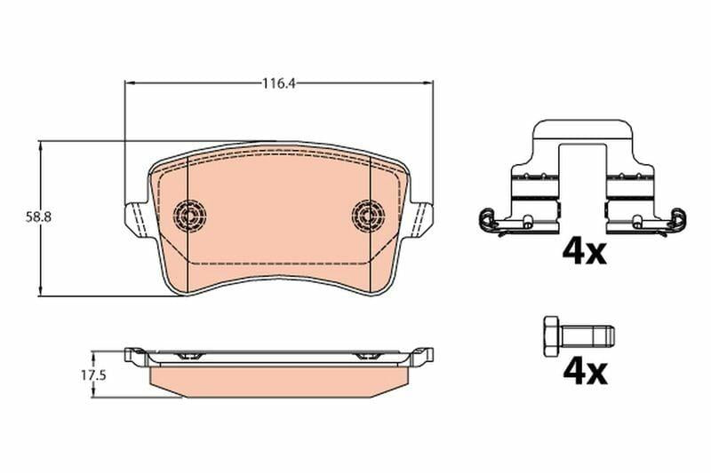 TRW Brake Pad Set Rear - Compatible with Audi A4 A5 Q5 1.8-3.2 — Brake Pads