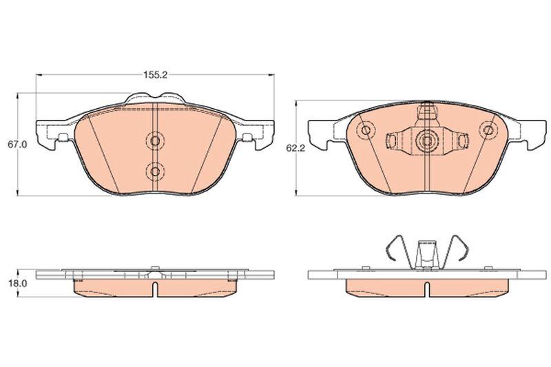 TRW GDB2043 Brake Pad Front Ford Connect/Kuga/Focus 1.5-1.6 TDCi 13- — Brake Pads