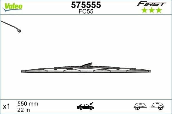 VALEO 575555 Wiper Blade - 22 Inch Classic Hook Type — Wipers