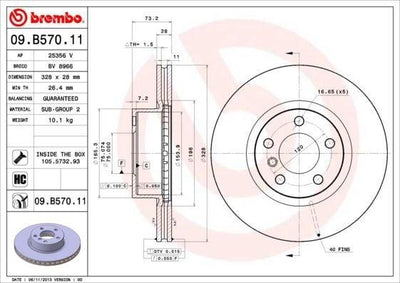 Brembo 09.B570.11 Brake Disc F 25 / 26 Front Single — Brake Rotors & Drums