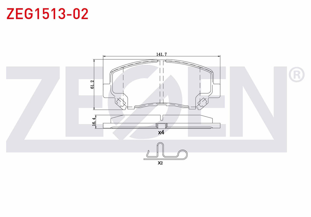 Zegen ZEG1513-02 Brake Pad Front with Wear Indicator Mazda Cx-5 (Ke,Gh) 2.0-2.2 D 4X4 2011-/ Jeep Cherokee (Kl) 2.0 Crd-3.2 V6 2014
