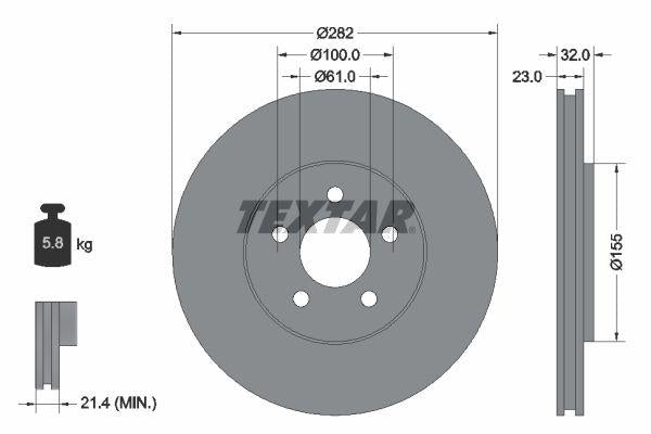 Textar 92269303 Brake Disc Chr. Cırrus / Sebring / Stratus 2.0 / 2.4 Front — Brake Rotors & Drums