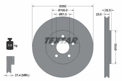 Textar 92269303 Brake Disc Chr. Cirrus / Sebring / Stratus 2.0 / 2.4 Front — Brake Rotors & Drums