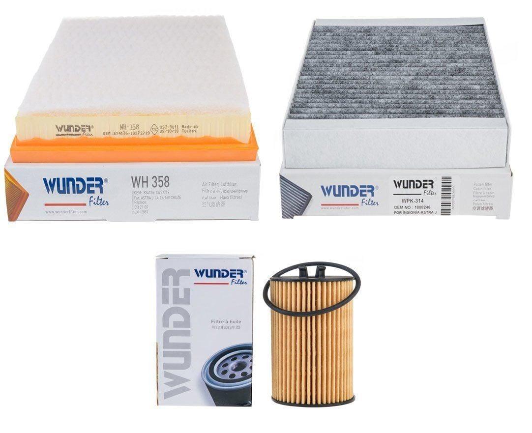 Wunder Opel Astra J Turbo Maintenance Filter Set - Quality Oil, Air & Carbon Filters — Maintenance & Service Kits