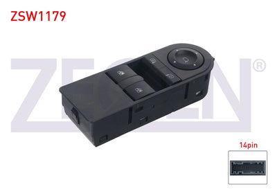 Zegen ZSW1179 Glass Release Switch Group Mirror Adjustable Twin 14 Pin Opel Astra H-Zafira B 2004-2011