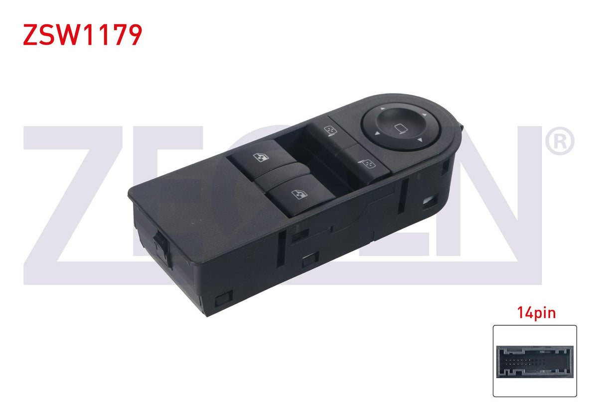 Zegen ZSW1179 Glass Release Switch Group Mirror Adjustable Twin 14 Pin Opel Astra H-Zafira B 2004-2011
