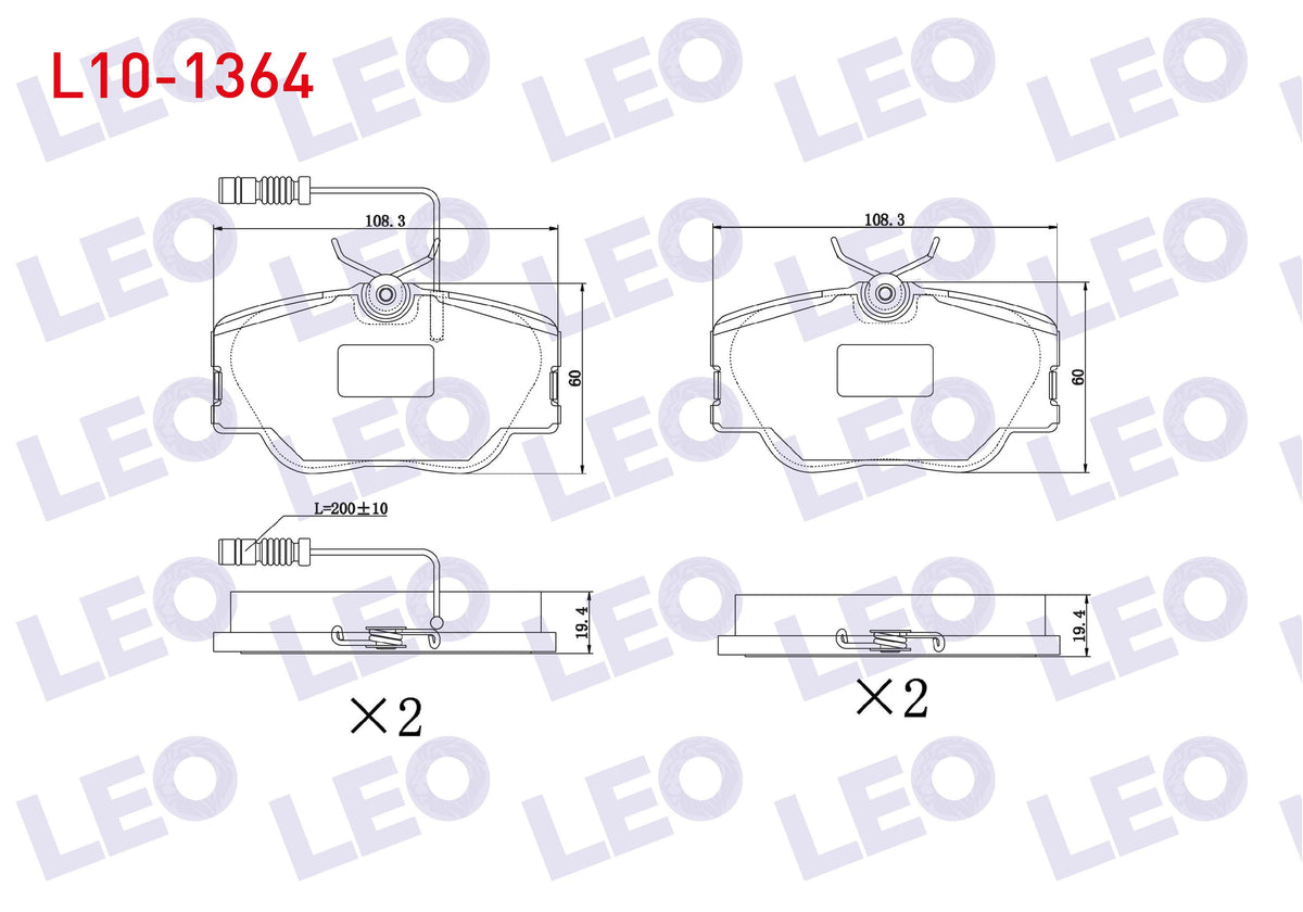 LEO L10-1364 Brake Pad Front with Connector Mercedes E Series (W124) E 200 D 1993-1995 / E Series (W124) E 200 1 — Brake Pads