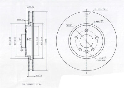 MGA 50679 Brake Disc Front Air Grooved 321-5 (Opel: Astra J 1.3 11 -) — Brake Rotors & Drums