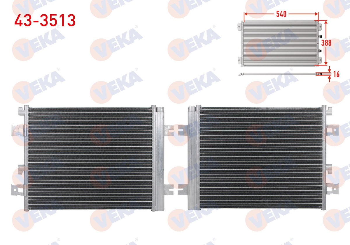Veka 43-3513 A/C Condenser Dacia Duster 1.5 dCi M-T 4X4 2009-2012 — Condensers & Evaporators