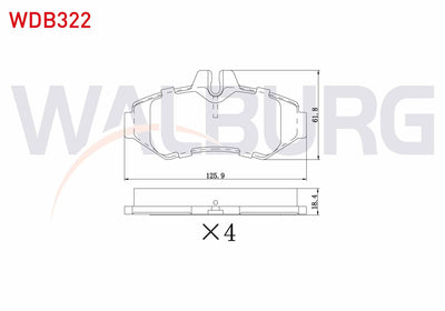 WALBURG WDB322 Brake Pad Rear Volkswagen Lt 28-35 II 2.8 TDI 1996-2006 / Mercedes Sprinter 3T (903) 313 CDI 1995 — Brake Pads