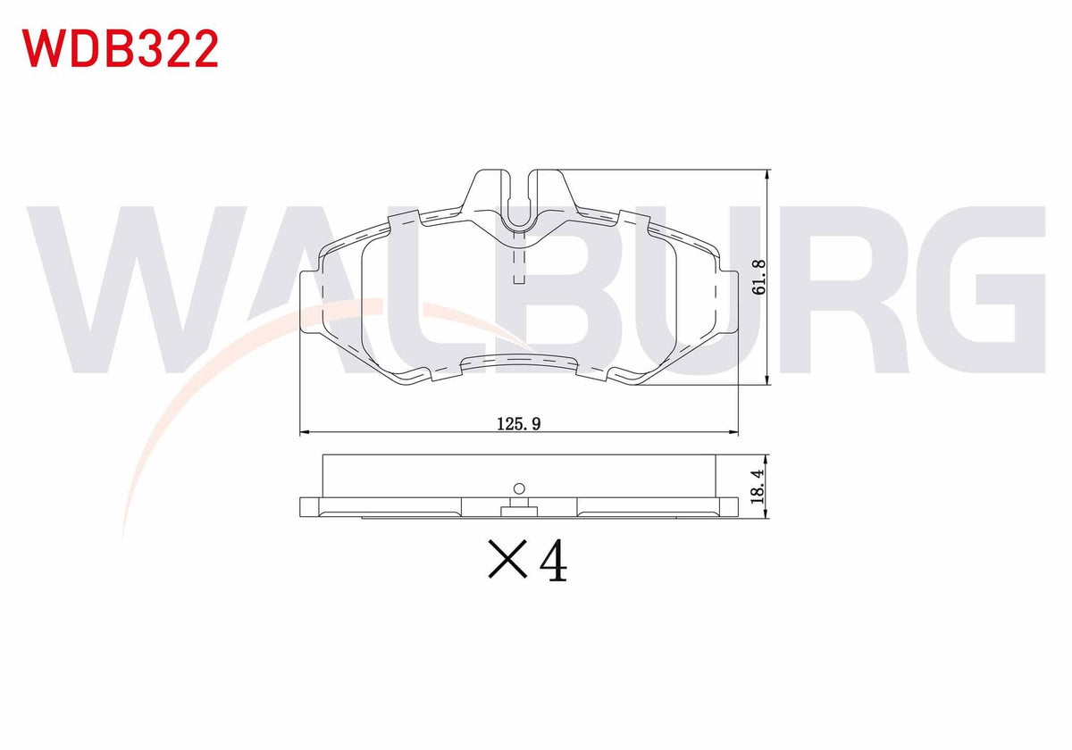 WALBURG WDB322 Brake Pad Rear Volkswagen Lt 28-35 II 2.8 TDI 1996-2006 / Mercedes Sprinter 3T (903) 313 CDI 1995 — Brake Pads
