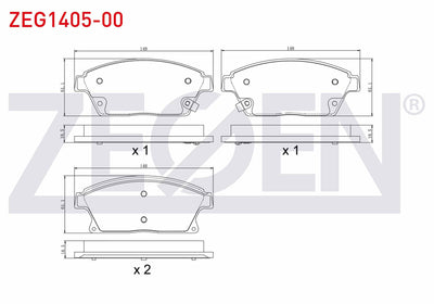 Zegen ZEG1405-00 Brake Pad Front with Wear Indicator Opel Astra J 1.6i 16 Rim 2009-2016 / Mokka 1.4 2012-/ Zafira C 1.6 2011-/ Chevrolet Trax 1.6 2012-2014 / Cruze 1.6 2009-2014 /
