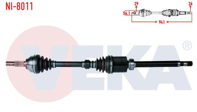 Nissan 39100BB32B Qashqai 1.5 dCi Right Axle Complete Veka J10 2007-2014 — Axles, CV Joints & Boots
