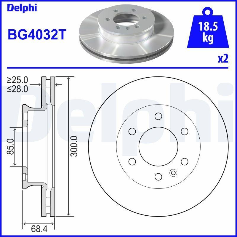 Delphi BG4032T Brake Disc - Ventilated, 6 Holes — Brake Rotors & Drums