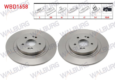 WALBURG WBD1658 Brake Disc Rear Straight 5 Bjn 285X8x66x47 Chery Tiggo 7 Pro 2017-/ 8 Pro 2022-/ Omoda — Brake Rotors & Drums