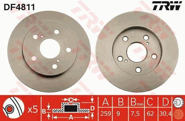 TRW DF4811 - Brake Discs for Auris & Corolla Sedan — Brake Rotors & Drums