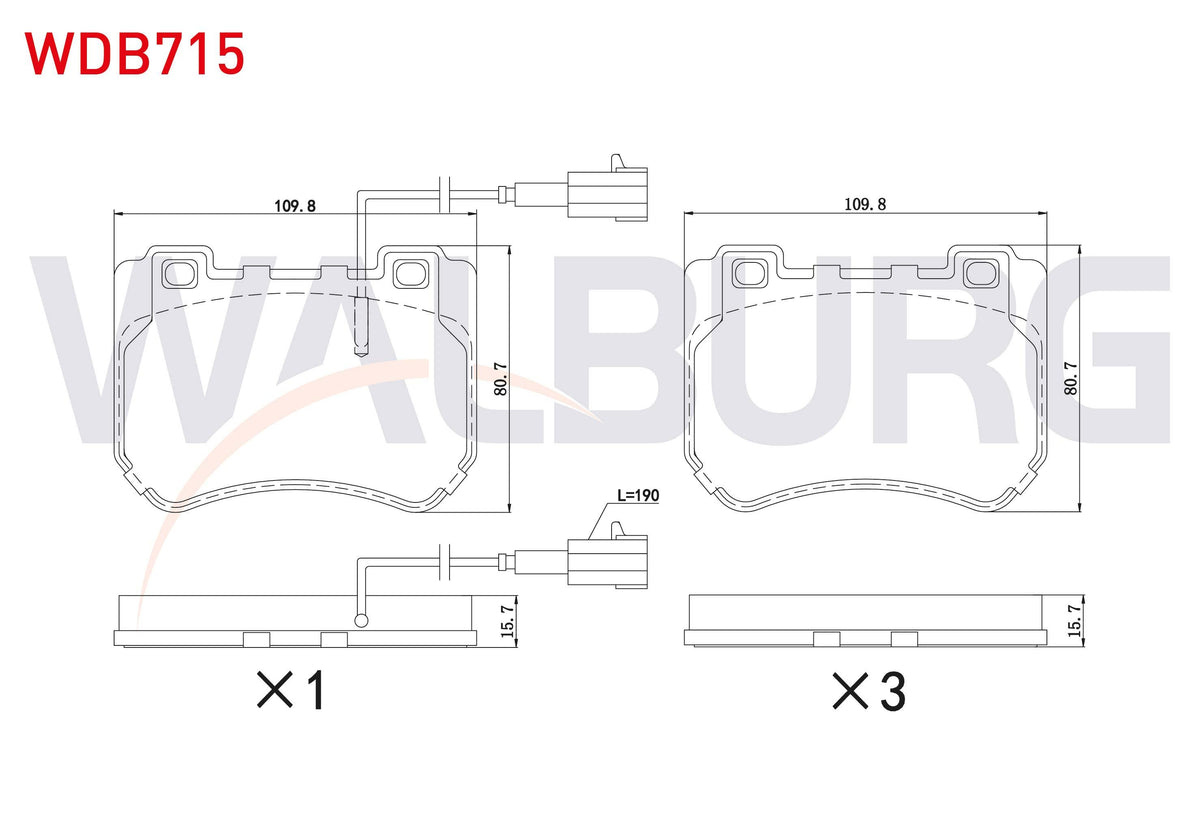 WALBURG WDB715 Brake Pad with Connector Front Alfa Romeo 159 1.8 MPI-1.8 TBi-1.9 Jtdm-1.9 Jtb-2.0 Jtdm 2006-2011 — Brake Pads