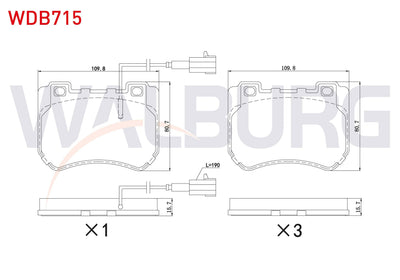 WALBURG WDB715 Brake Pad with Connector Front Alfa Romeo 159 1.8 MPI-1.8 TBi-1.9 Jtdm-1.9 Jtb-2.0 Jtdm 2006-2011 — Brake Pads