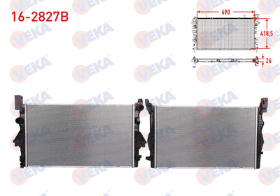 Veka 16-2827B Water Radiator Brazing (5.5mm Fin) Mercedes Vito (W447) 111 CDI A-T / M-T Ac + 2014 — Radiators & Fans
