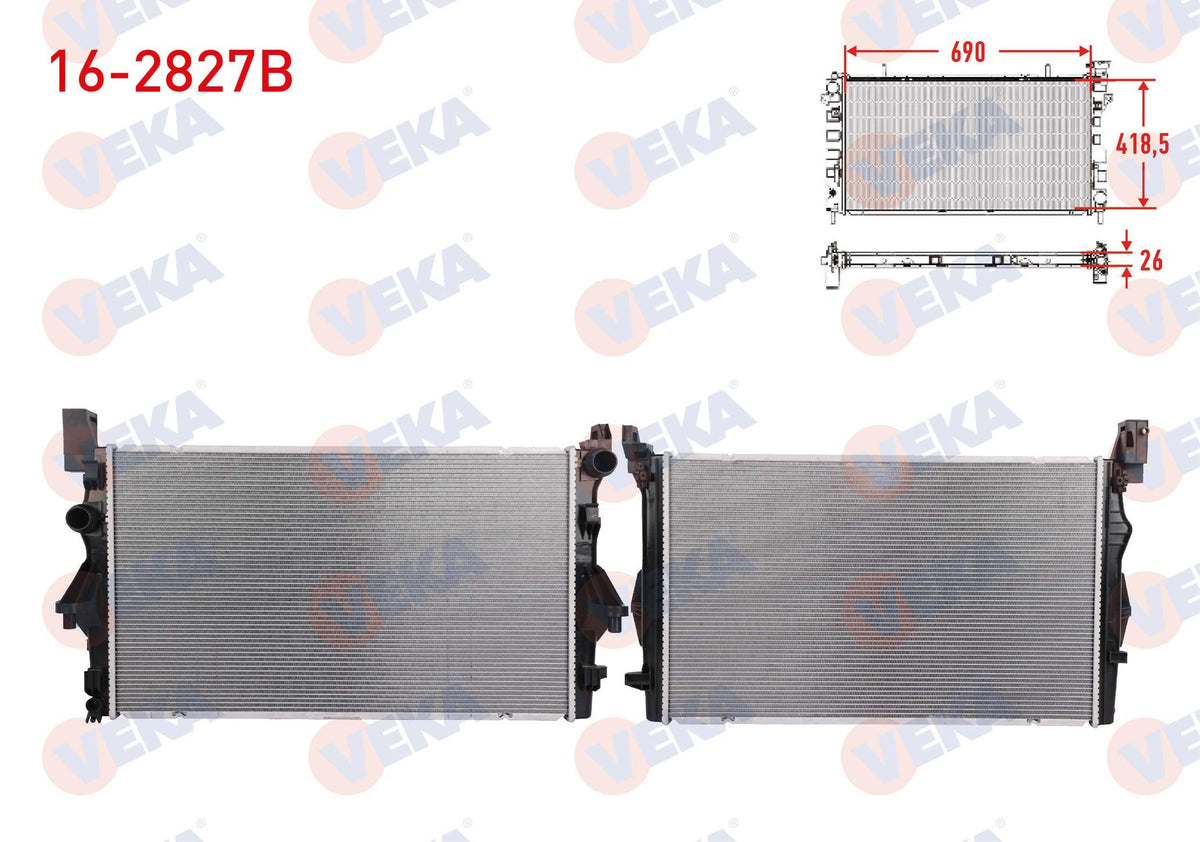 Veka 16-2827B Su Radiator Brazing (5.5mm Fin) Mercedes Vito (W447) 111 CDI A-T / M-T Ac + 2014 — Radiators & Fans