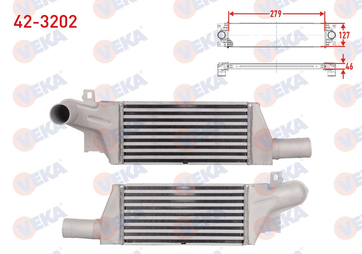 Veka 42-3202 Turbo Radiator (Intercooler) Opel Combo C 1.7 DTi 2001-2006