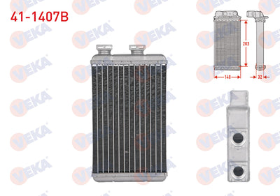 Veka 41-1407B Heater Core Brazing BMW without A/C 3 Series (E46) 316i-318i-320D-320i-328i-330i 1998-2005 — Heater & Blower