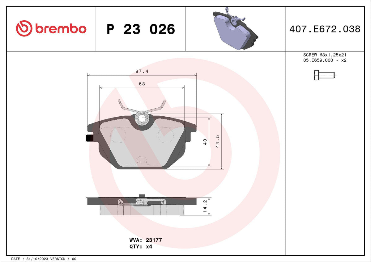 Brembo P23026 Brake Pad Rear Low-Met Coupe/Marea/Tempra/Tipo — Brake Pads