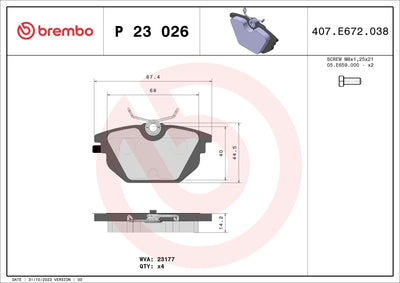 Brembo P23026 Brake Pad Rear Low-Met Coupe/Marea/Tempra/Tipo — Brake Pads