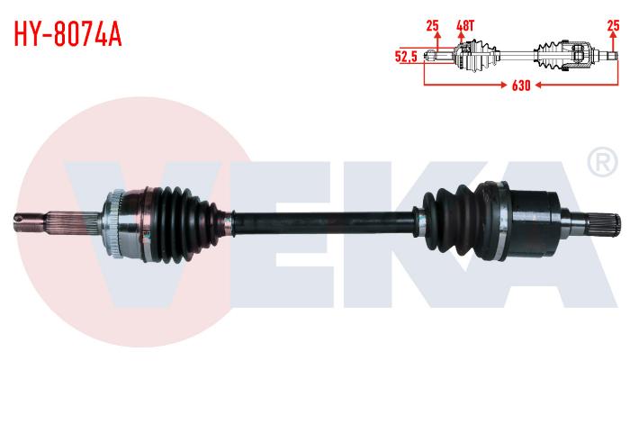 Hyundai 495001C451R Getz Left Axle Complete 48 Teeth ABS'li 630mm 1.3-1.6 2002-2008 — Axles, CV Joints & Boots