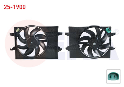 Veka 25-1900 Fan Motor Su Radiator with Shroud Single Fan Heated Ford Fiesta V 1.4 TDCi M-T Ac + 2001-2008