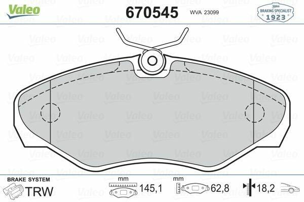 VALEO 670545 Brake Pads - Front Set for 2003 Traffic/Vivaro
