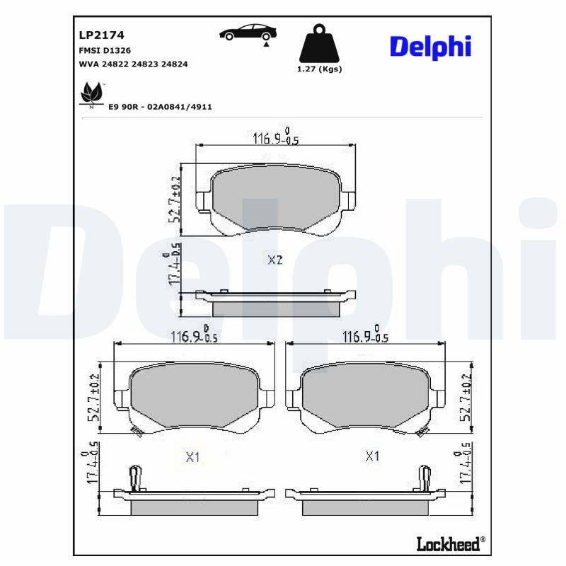 Delphi LP2174 Brake Pad Rear 12-Freemont — Brake Pads