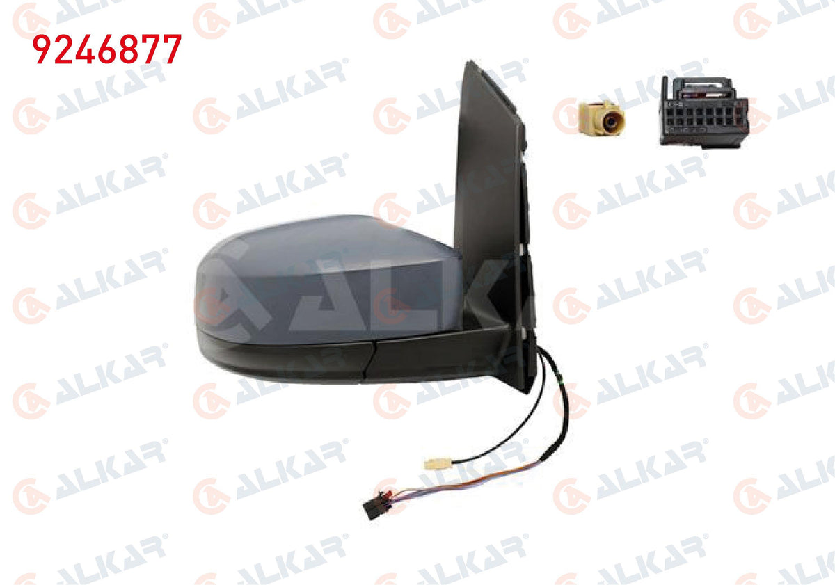 Alkar 9246877 Outer Rear View Mirror Right Primed Folding Antenlı Heated Electric 7 Pin Volkswagen Caddy 2015-2020