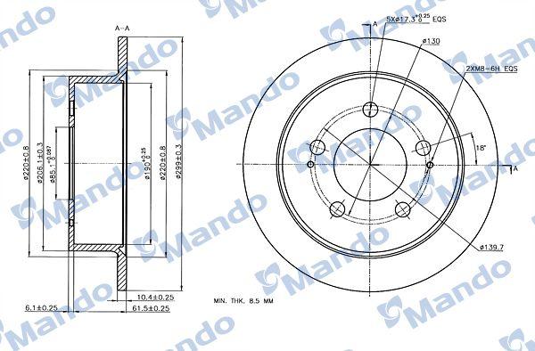 Mando MBC030042 Ssangyong Actyon-Kyron-Rexton Rear Brake Disc (Eski Kod:Mbc030060)
