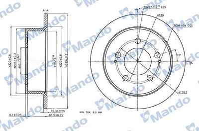 Mando MBC030042 Ssangyong Actyon-Kyron-Rexton Rear Brake Disc (Eski Kod:Mbc030060) — Brake Rotors & Drums