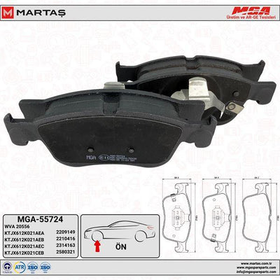 MGA 55724 Brake Pad Front-(Ford: Focus IV 1.5 Ecoboost 2018 >) — Brake Pads