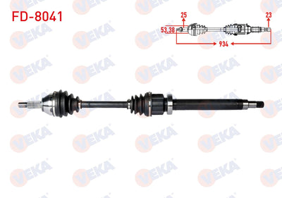 Veka FD-8041 Complete Axle Right Front Ford Focus I (Daw,Dbw) 1.4i 16V Length 934mm 1998-2004 — Axles, CV Joints & Boots