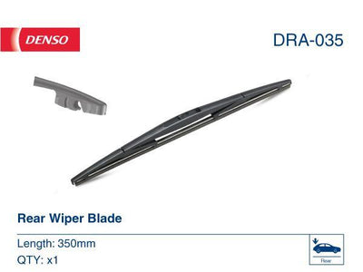 Denso DRA-035 Wiper Rear Single 350mm / 14Inc Honda CRV 07 Jazz 02 Mazda-2 03 Lancer 03 Pajero 01 Murano 08 Forester — Wipers