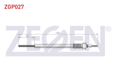Zegen ZGP027 Glow Plug 11V Hyundai Starex 2.5 TD 1997-2007 /H1 Starex 2.5Crdi 2008-/H100 (Van) 2.5D 1993-2004 — Coils & Plugs