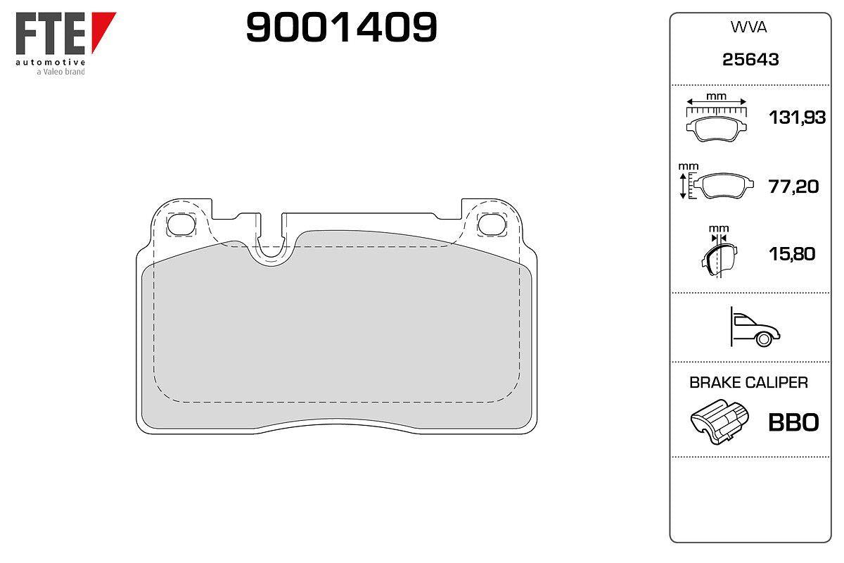 Fte 9001409 Disc Brake Pad (Front) Audi Q5 2.0D 13 Q5 Quattro 2.0/3.0D Sq5 Quattro 3.0D 12 — Brake Pads